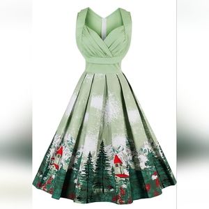 LunaJany Women's Rockabilly Vintage Polka Dot Fit and Flare Swing Cocktail Dress